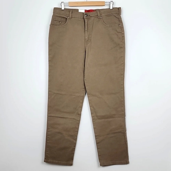 Gloria Vanderbilt Amanda Classic Fit Tapered Leg Tan Jeans Petite Medium Size 14 - Picture 1 of 14